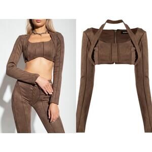 MISBHV‎ Faux-Suede Long-Sleeved Crop Top 437$ MSRP Gigi Bella Hadid Street Celeb